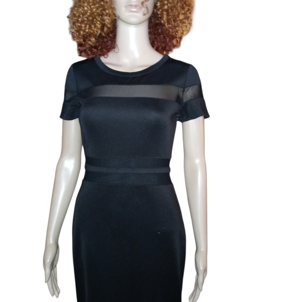 Chic Black Midi Dress with Sheer Accents